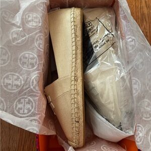 Tory Burch Beige Canvas Espadrille Slip-On
